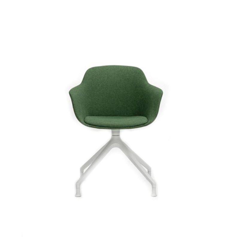 LORIA ARMCHAIR FOR UPHOLSTERY SWIVEL VERSION ON CHALK TRESTLE BASE ON GLIDES
