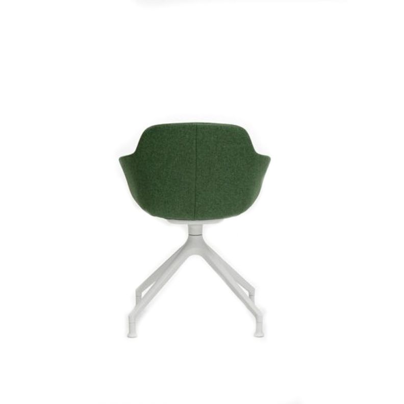 LORIA ARMCHAIR FOR UPHOLSTERY SWIVEL VERSION ON CHALK TRESTLE BASE ON GLIDES-REAR VIEW